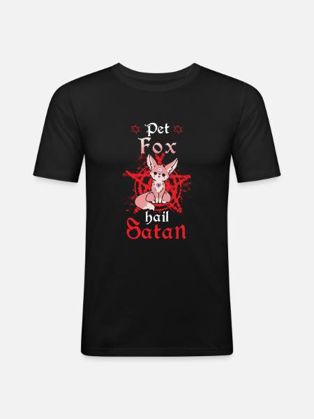Pet Fox Hail Satan - Men's Slim Fit T-Shirt - black