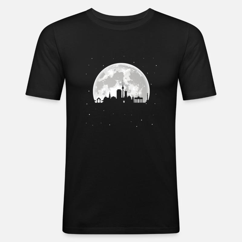 Berlin skyline - Männer Slim Fit T-Shirt - Schwarz