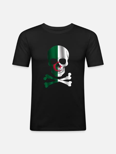Algeria Flag - Men's Slim Fit T-Shirt - black