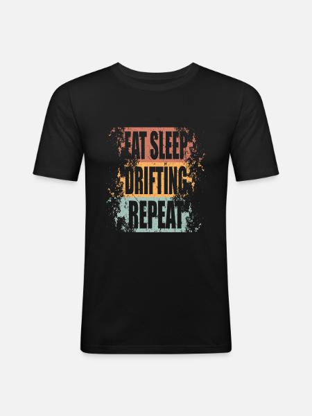 Drifting Manger Sommeil Répéter - T-shirt près du corps Homme - noir