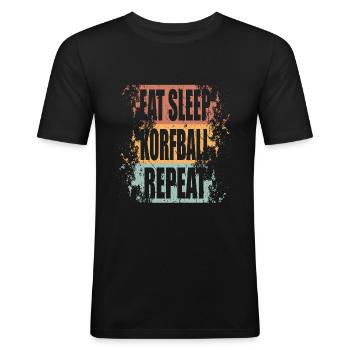 Korfball Eat Sleep Repeat - Men's Slim Fit T-Shirt - black - Front - Nik (191cm)