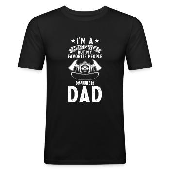 Feuerwehr Vater - Männer Slim Fit T-Shirt - Schwarz - Vorne - Nik (191cm)