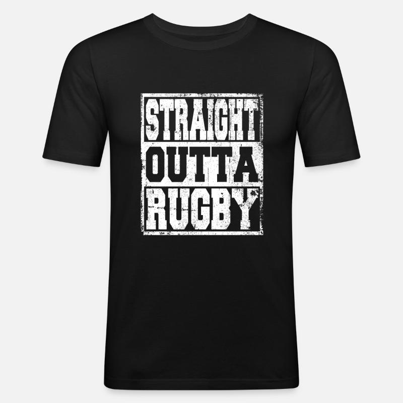 Rugby Spruch lustig - Männer Slim Fit T-Shirt - Schwarz