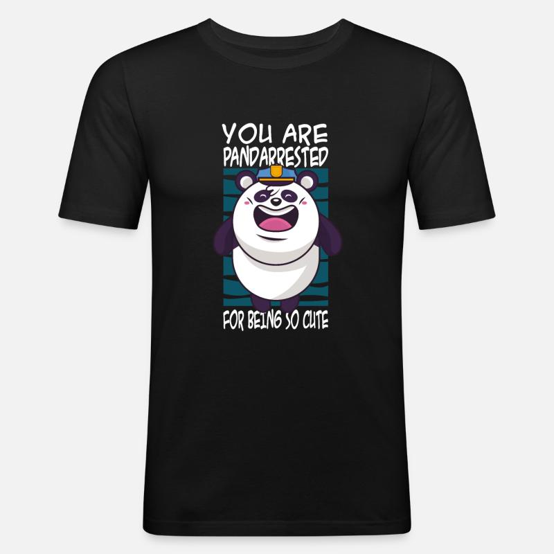 Panda Spruch niedlich - Männer Slim Fit T-Shirt - Schwarz