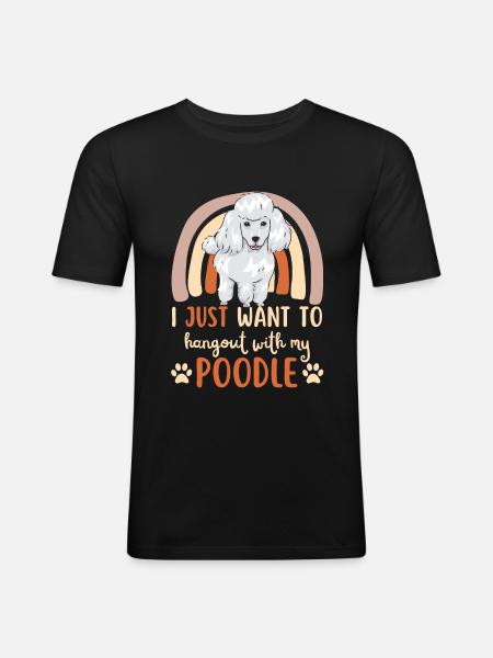 Doux caniche amoureux Kawaii - T-shirt près du corps Homme - noir