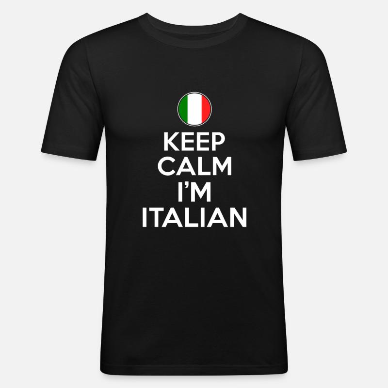 Keep calm im italian - Männer Slim Fit T-Shirt - Schwarz