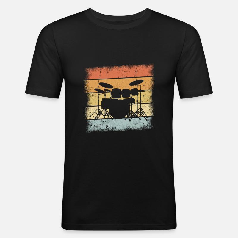 Drummer Geschenk - Männer Slim Fit T-Shirt - Schwarz