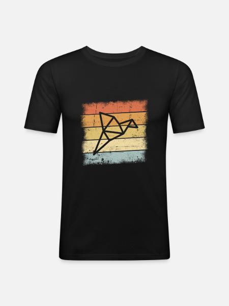 Origami Bird - Men's Slim Fit T-Shirt - black