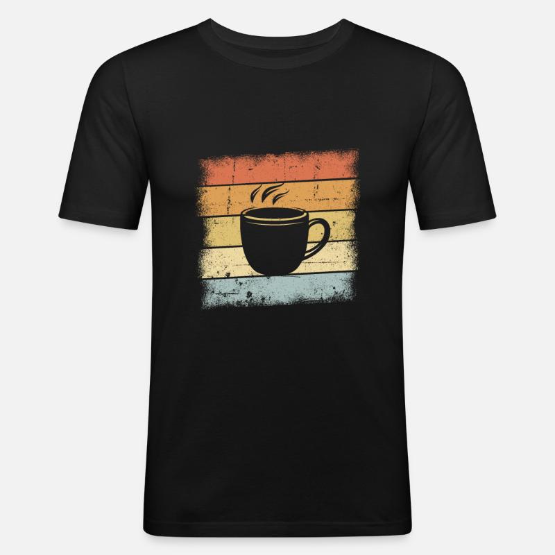 Kaffee Sunset - Männer Slim Fit T-Shirt - Schwarz