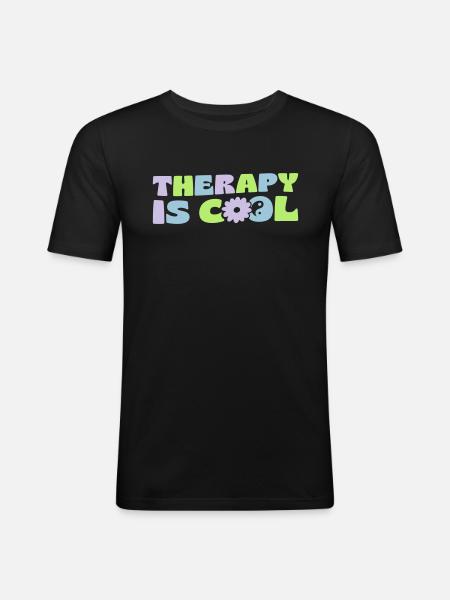 Therapy Is Cool - Men's Slim Fit T-Shirt - black