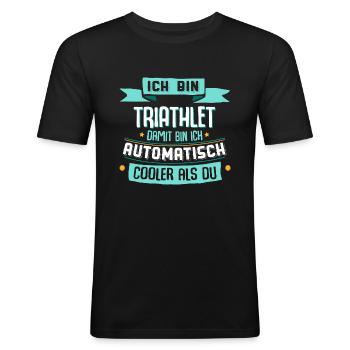 Cooler Triathlet - lustige Triathlon Geschenkidee - Männer Slim Fit T-Shirt - Schwarz - Vorne - Nik (191cm)