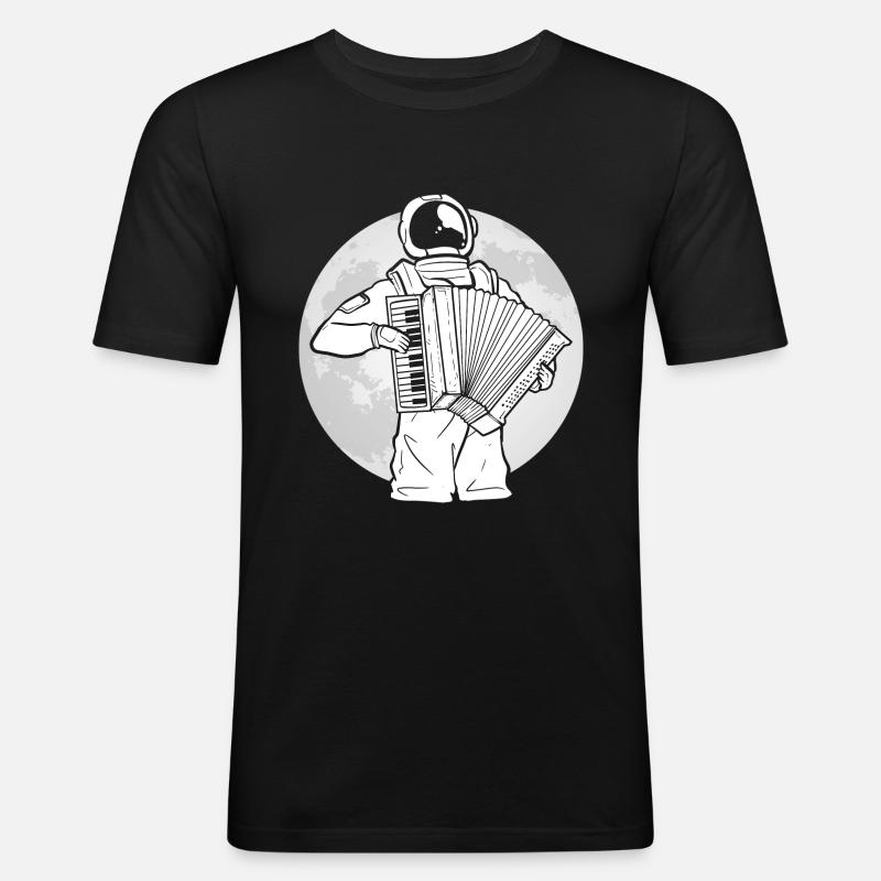 Akkordeon - Männer Slim Fit T-Shirt - Schwarz