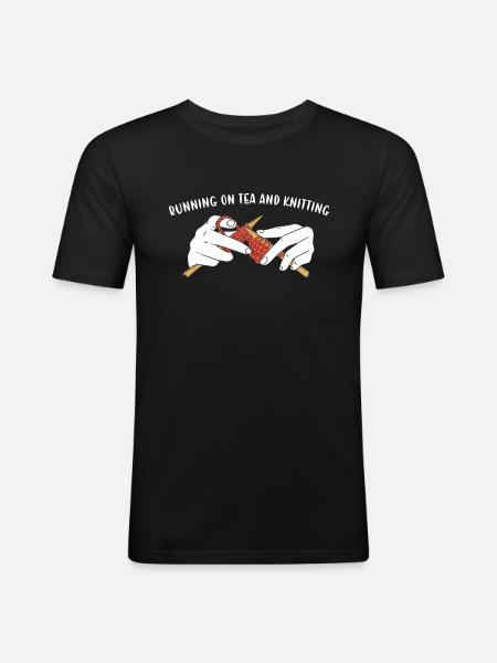Running On Tea And Knitting - Men's Slim Fit T-Shirt - black