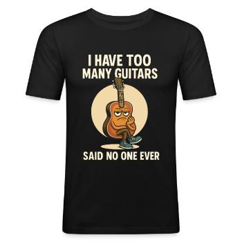 Lustige Gitarre Cartoon Design - Männer Slim Fit T-Shirt - Schwarz - Vorne - Nik (191cm)