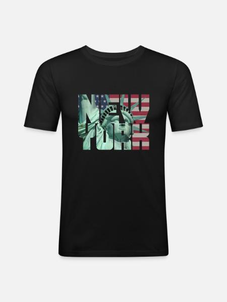 New York Statue of Liberty Liberty USA flag flag - Men's Slim Fit T-Shirt - black