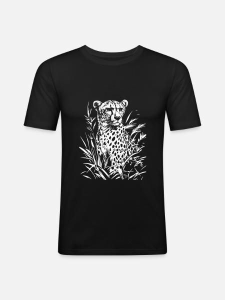 Cheetah Floral Graphic - Men's Slim Fit T-Shirt - black