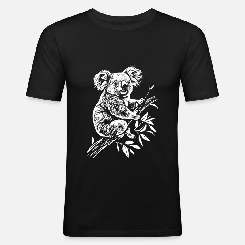 Koala Minimal - Männer Slim Fit T-Shirt - Schwarz