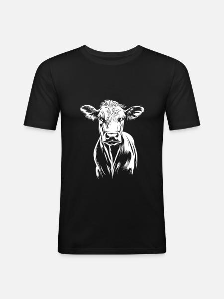 Cow Minimalist - Men's Slim Fit T-Shirt - black
