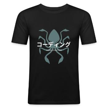 LUZILLION CODER COUTURE, CODE AND BUGS - Men's Slim Fit T-Shirt - black - Front - Nik (191cm)