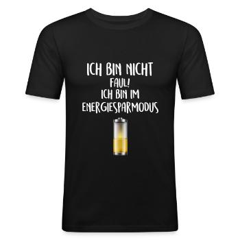 Lustiger Spruch - Männer Slim Fit T-Shirt - Schwarz - Vorne - Nik (191cm)