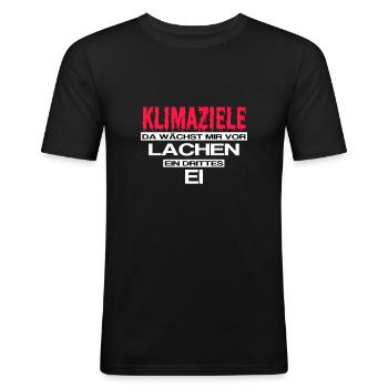 Klimaziele Klimawandel Lustiger Spruch - Männer Slim Fit T-Shirt - Schwarz - Vorne - Nik (191cm)