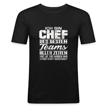 Chef Lustig Geschenk Team - Männer Slim Fit T-Shirt - Schwarz - Vorne - Nik (191cm)