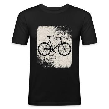 Fahrrad Vintage Style - Fahrradmotiv - Männer Slim Fit T-Shirt - Schwarz - Vorne - Nik (191cm)