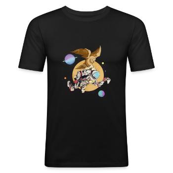 Weltall Kontroller - Männer Slim Fit T-Shirt - Schwarz - Vorne - Nik (191cm)