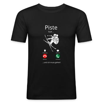Skipisten Rufen Skiläufer Skischuhe Skigebiet - Männer Slim Fit T-Shirt - Schwarz - Vorne - Nik (191cm)