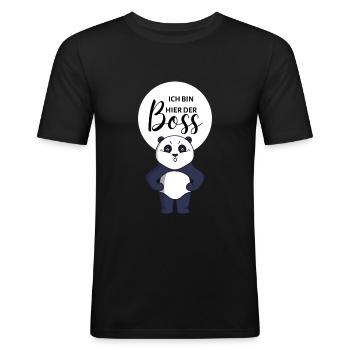 Je suis le patron ici ours business panda rire - T-shirt près du corps Homme - noir - Devant - Nik (191cm)