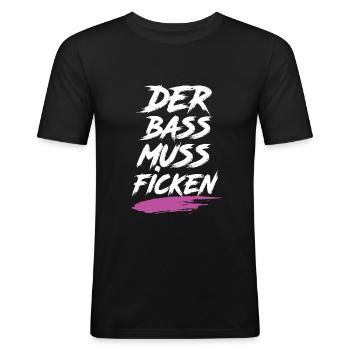 Der Bass Muss F***** Festival - Männer Slim Fit T-Shirt - Schwarz - Vorne - Nik (191cm)