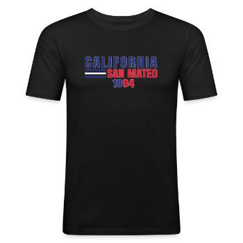 San Mateo California In the USA Rainbow Made - Men's Slim Fit T-Shirt - black - Front - Nik (191cm)