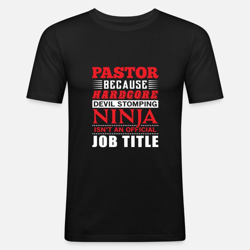 Pastor devil stomping Ninja - Männer Slim Fit T-Shirt - Schwarz