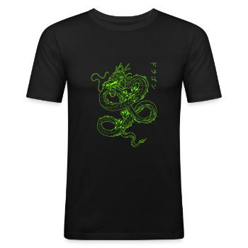 Japanese Dragon Otaku Streetwear Dragon 90s - Men's Slim Fit T-Shirt - black - Front - Nik (191cm)