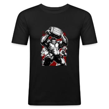 Gib dem Affen Bananen Videospiele Gaming Parodie - Männer Slim Fit T-Shirt - Schwarz - Vorne - Nik (191cm)