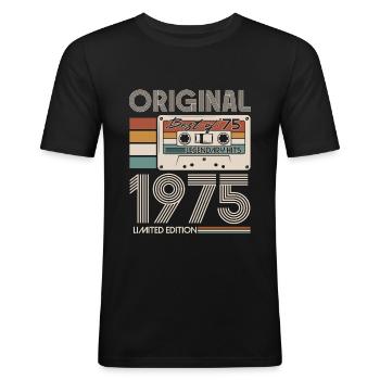 1975 Jahrgang Vintage Retro Geburtstag Geschenk - Männer Slim Fit T-Shirt - Schwarz - Vorne - Nik (191cm)