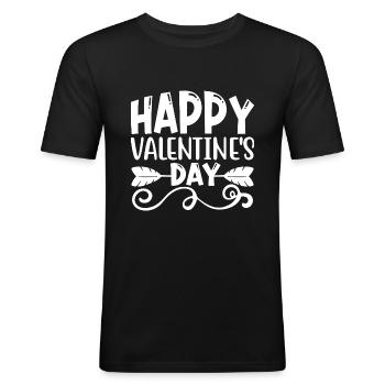 Happy Valentine's Day - Männer Slim Fit T-Shirt - Schwarz - Vorne - Nik (191cm)