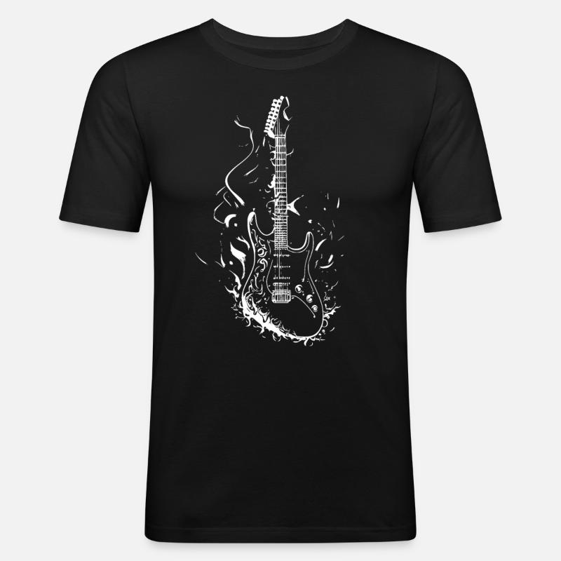 E-Gitarre - Männer Slim Fit T-Shirt - Schwarz