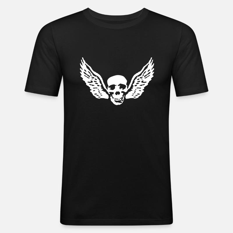 wingskull_092011_c_1c - Männer Slim Fit T-Shirt - Schwarz