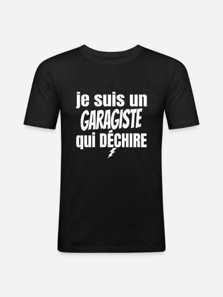 garagiste qui déchire - T-shirt près du corps Homme - noir