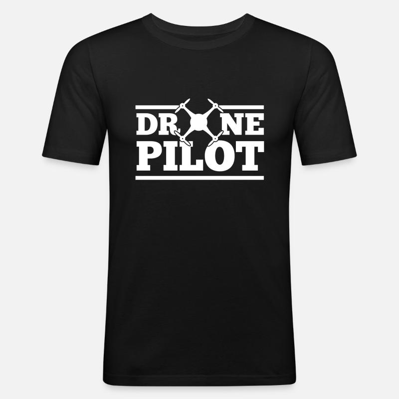 Drone Pilot - Männer Slim Fit T-Shirt - Schwarz
