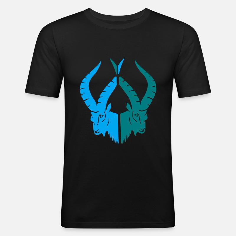 Steinbock Tier Sternzeichen Astrologie - Männer Slim Fit T-Shirt - Schwarz