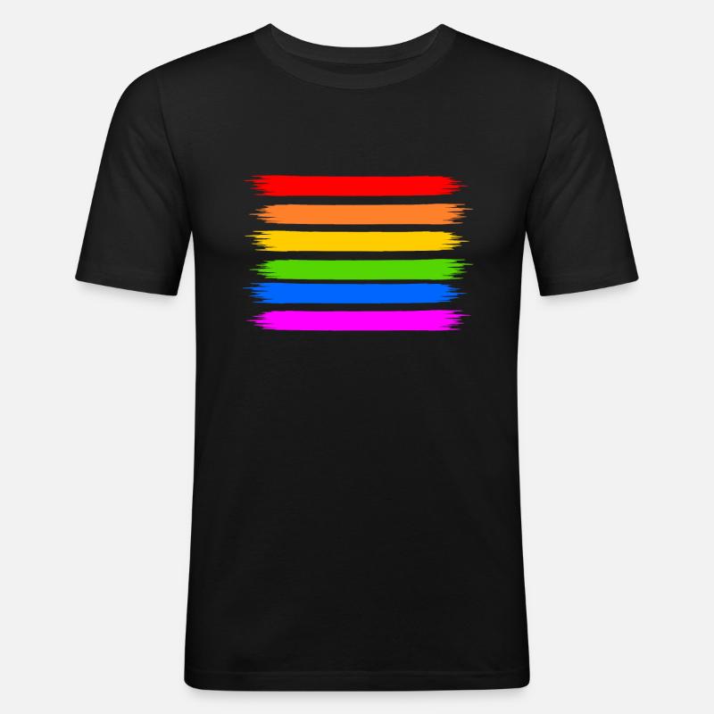 Regenbogen Regenbogenfahne - Männer Slim Fit T-Shirt - Schwarz