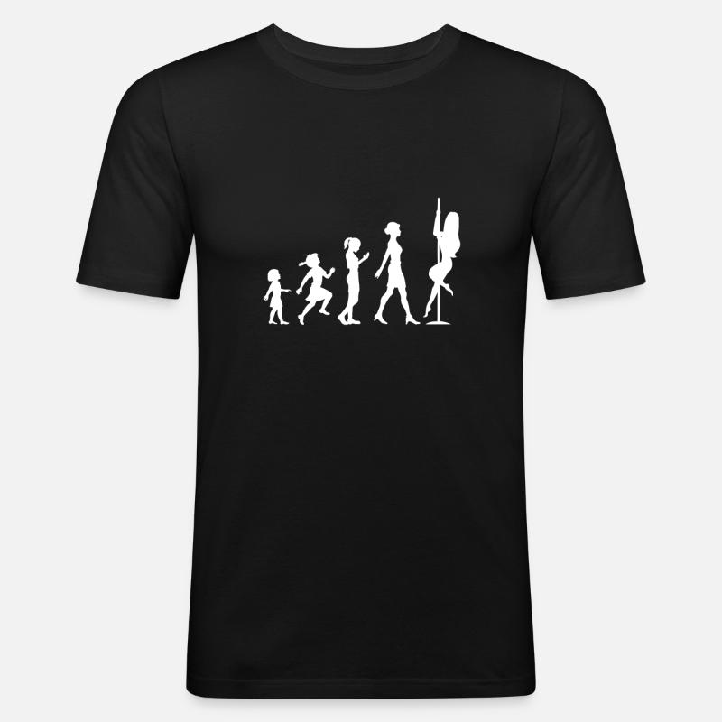 Pole Dance Evolution - Männer Slim Fit T-Shirt - Schwarz