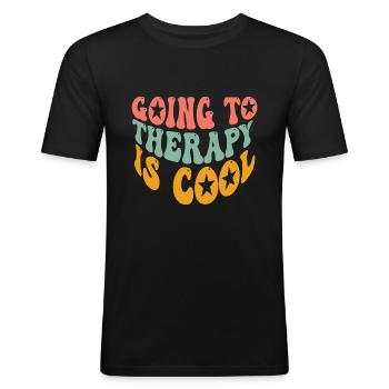 Going To Therapy Is Cool - Männer Slim Fit T-Shirt - Schwarz - Vorne - Nik (191cm)