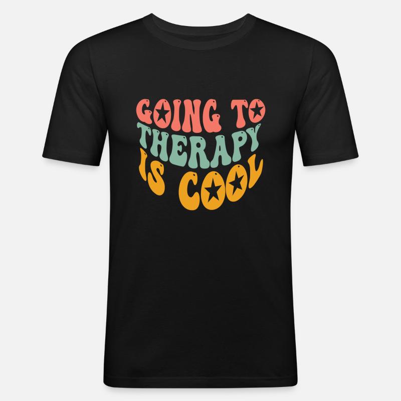 Going To Therapy Is Cool - Männer Slim Fit T-Shirt - Schwarz