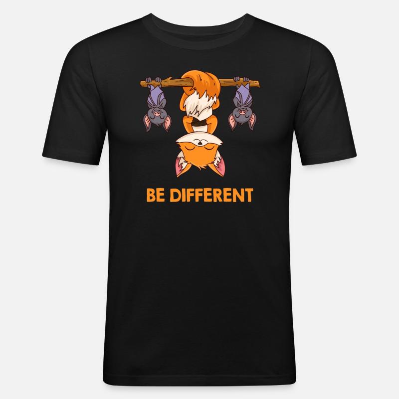 Fuchs Be Different - Männer Slim Fit T-Shirt - Schwarz