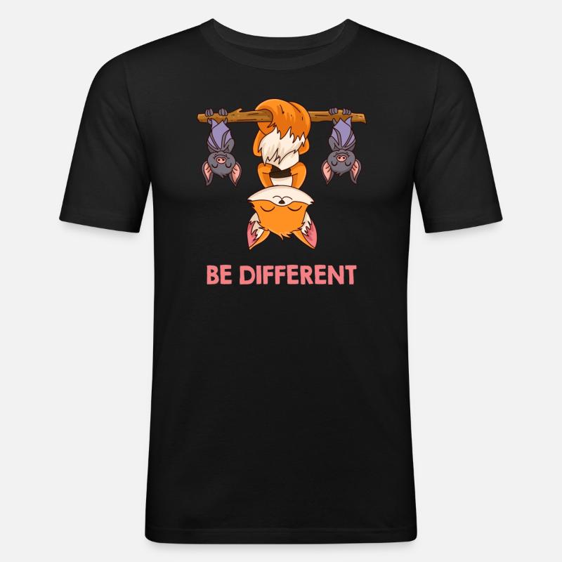 Fuchs Be Different - Männer Slim Fit T-Shirt - Schwarz