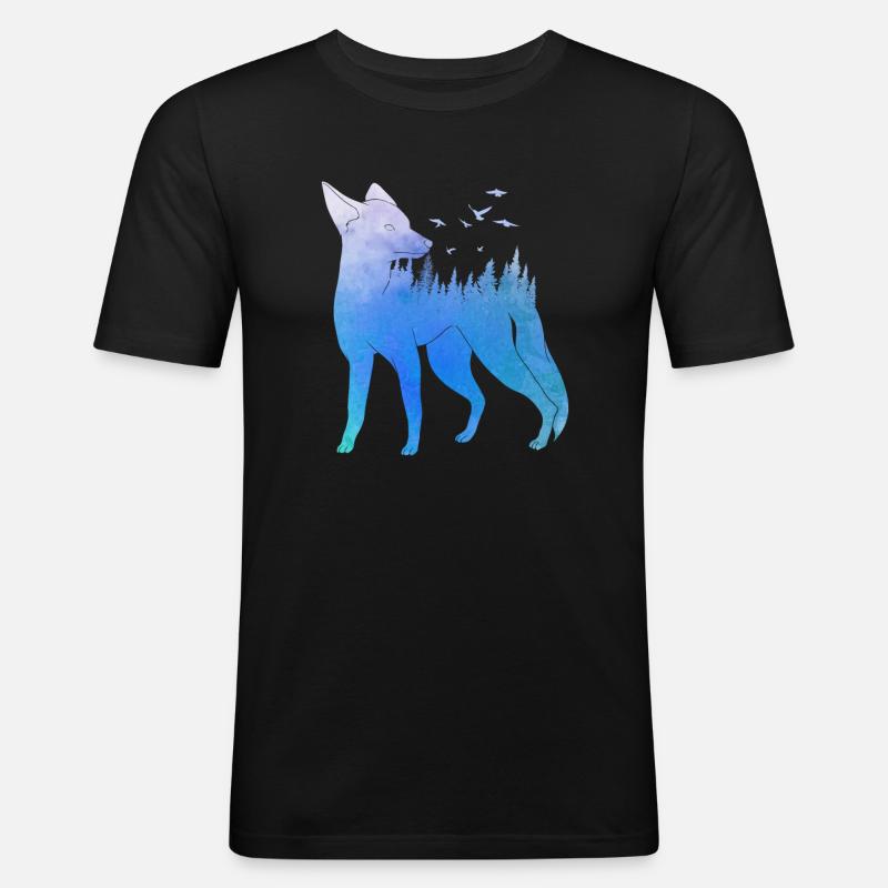 Fuchs Walddesign Fuchsjäger Jagd - Männer Slim Fit T-Shirt - Schwarz