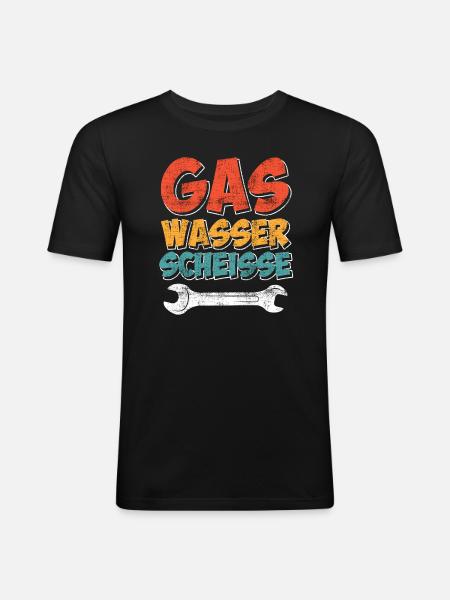 Gas Wasser Scheiße - Männer Slim Fit T-Shirt - Schwarz